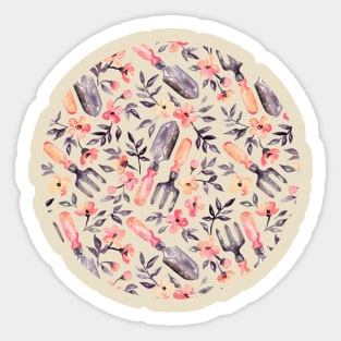 Spring Gardening - peach blossoms on cream Sticker